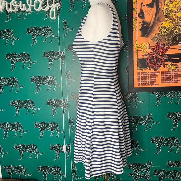 H&M DIVIDED Blue and White Striped Scoop Neck A Line Mini Tank Dress Size 4 - Picture 2 of 7